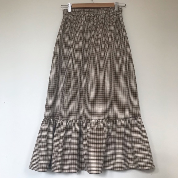 Zara Woman Sml High Waisted Button Side Fishtail Asymmetrical Skirt Plaid - Picture 5 of 11